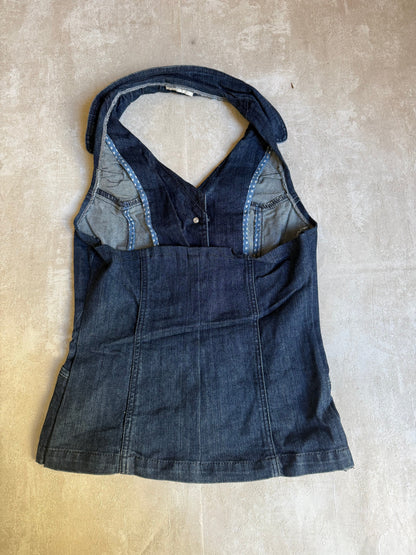 Vintage Rework Denim Halter Top
