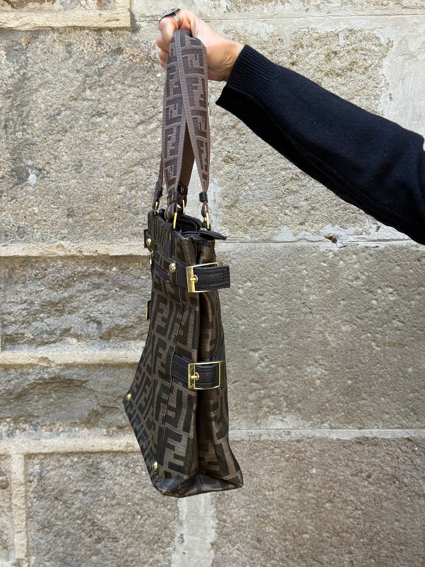 Vintage Fendi Zucca Canvas Tote Bag
