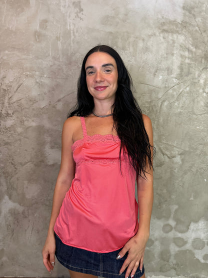 Salmon Satin Lace Camisole Top