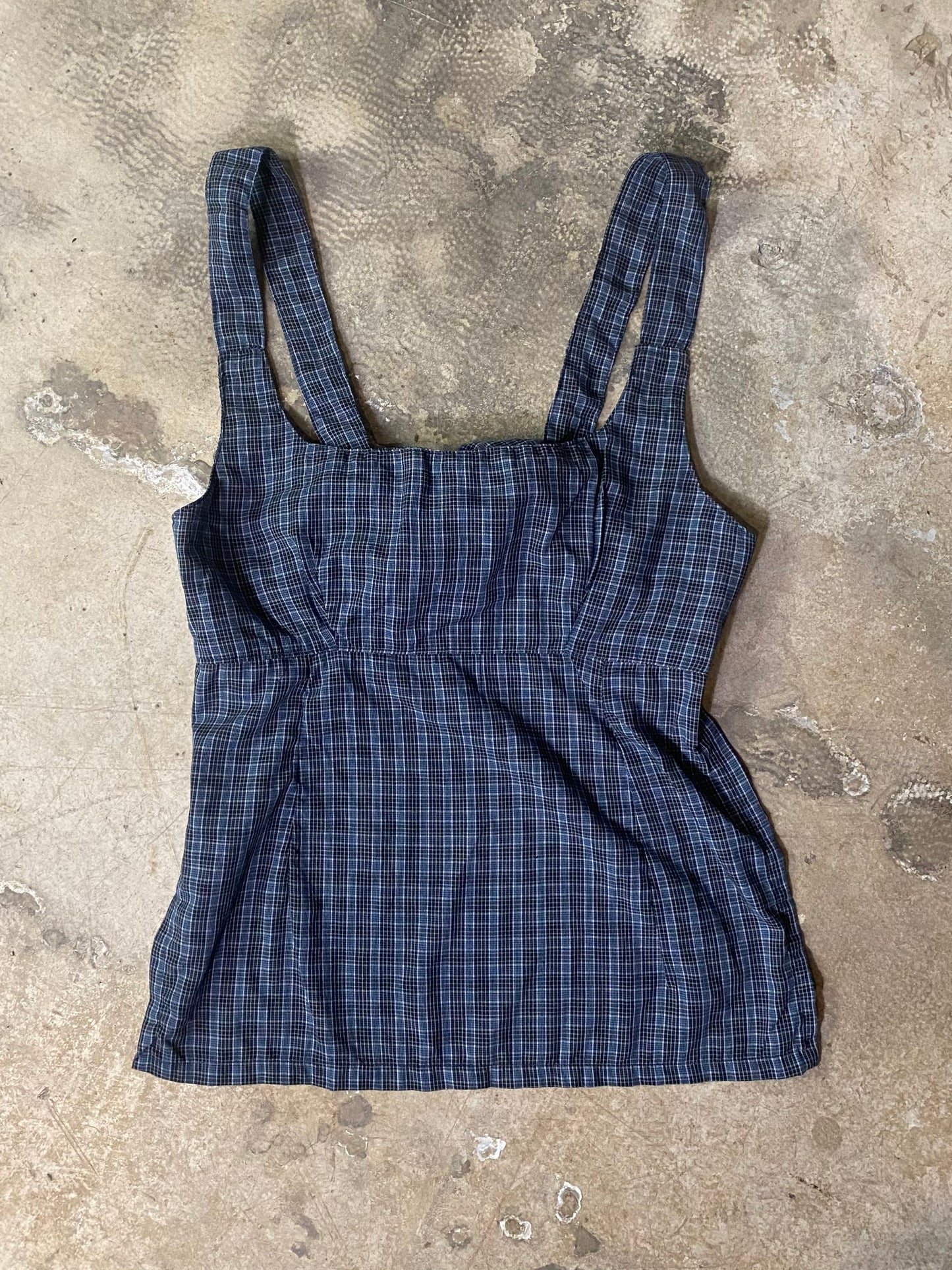 Reworked Shirt Top – Square Neck Tie Back