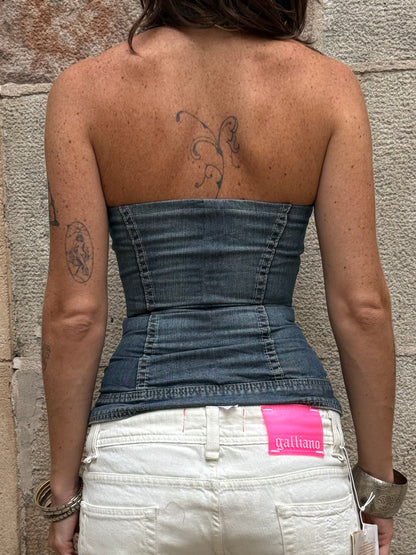 Vintage Rework Denim Halter Top