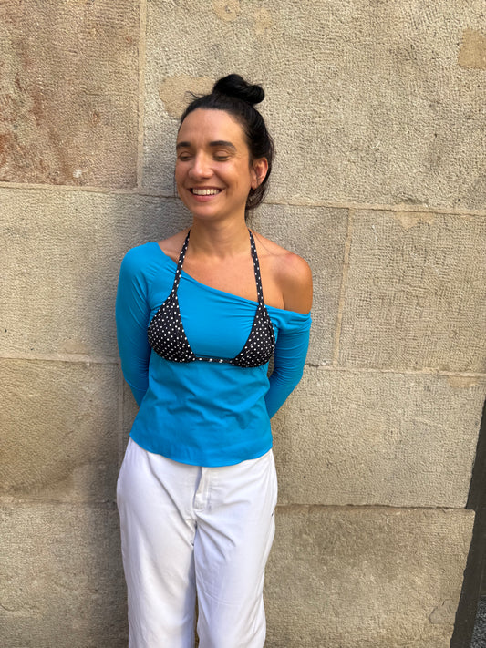 Sheer Blue Long Sleeve Top