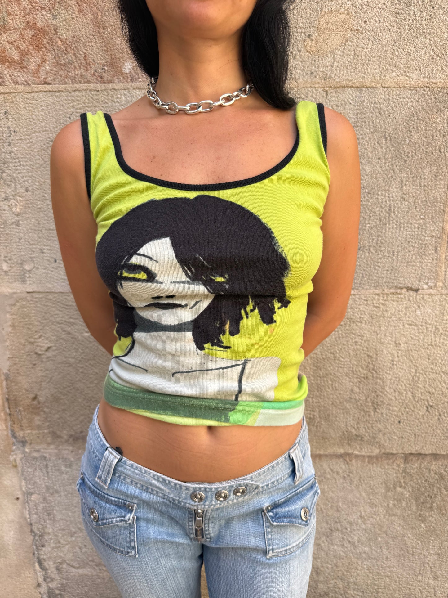 Custo Barcelona Graphic Tank Top Green – Size S