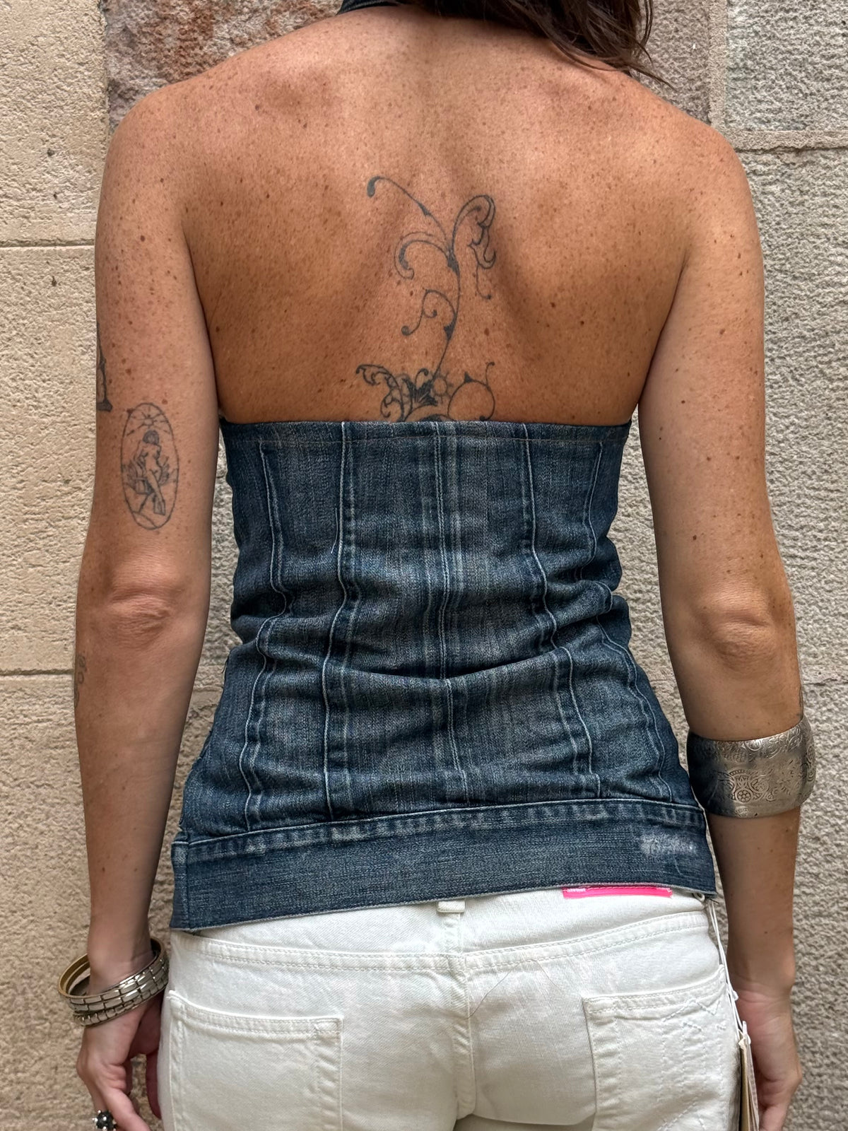 Vintage Rework Denim Halter Top