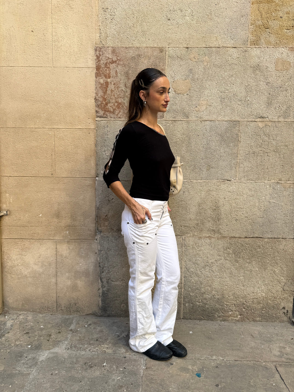 Burberry Off-Shoulder Long Sleeve Top