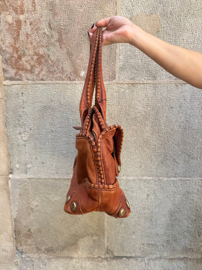 Just Cavalli Vintage Multi-Pocket Leather Shoulder Bag