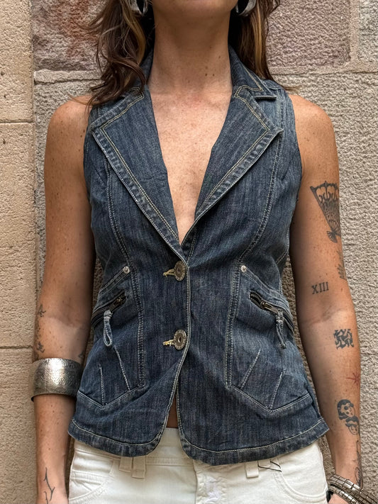 Vintage Rework Denim Halter Top