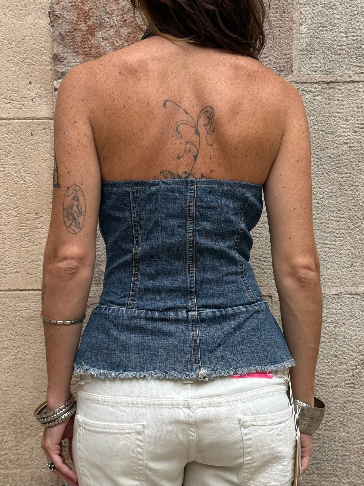 Vintage Rework Denim Halter Top