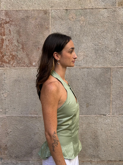 Vintage Rework Green Halter Top