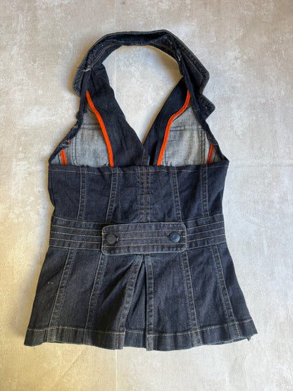 Vintage Rework Denim Halter Top