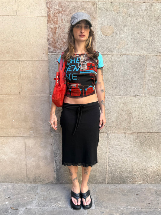 Black Knit Midi Skirt