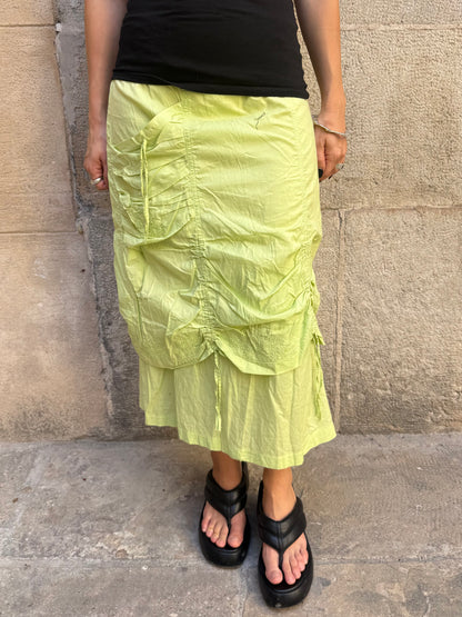 Mint Green Ruffle Midi Skirt