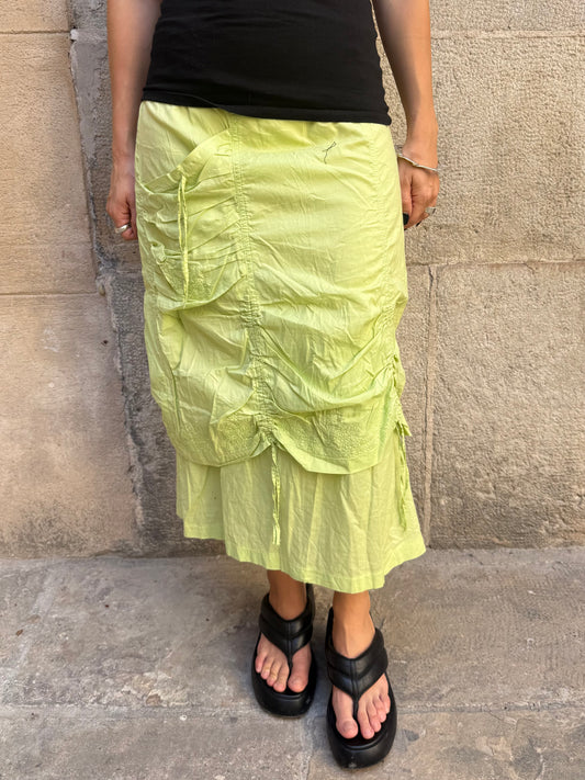 Mint Green Ruffle Midi Skirt