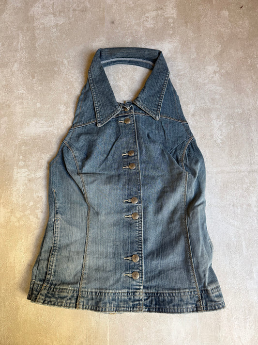 Vintage Rework Denim Halter Top