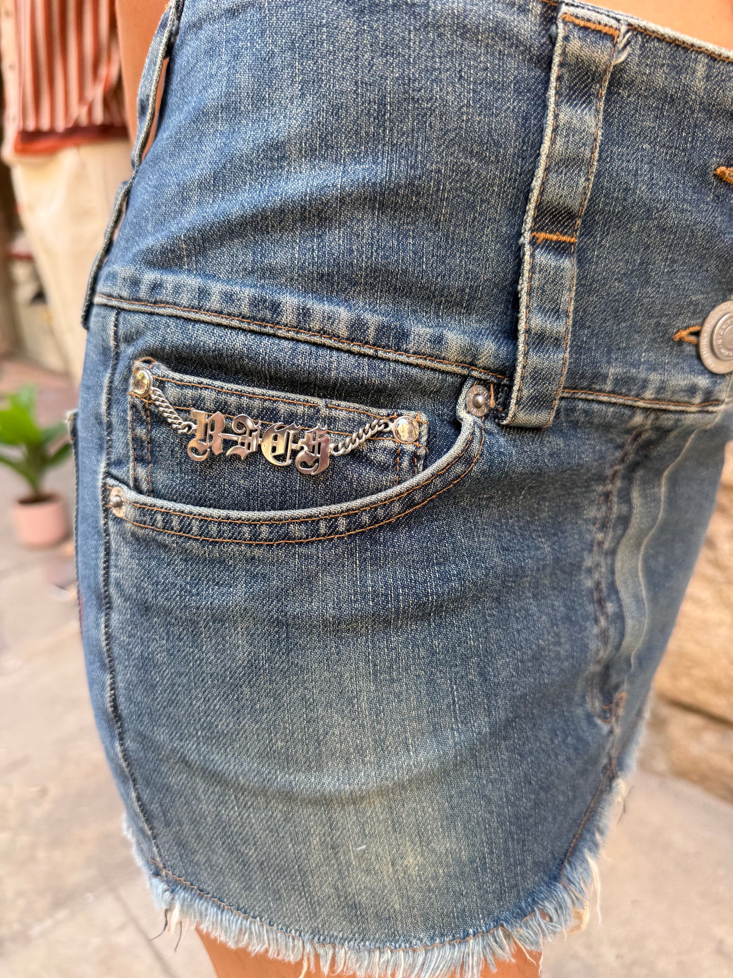 John Richmond Denim Mini Skirt