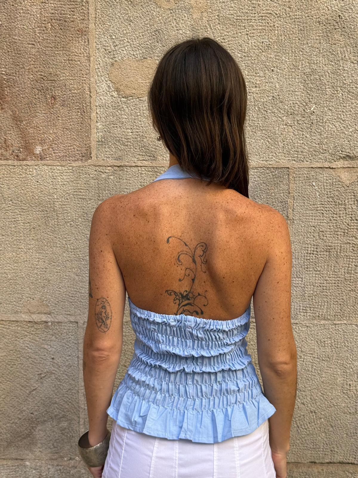 Vintage Rework Blue Halter Top
