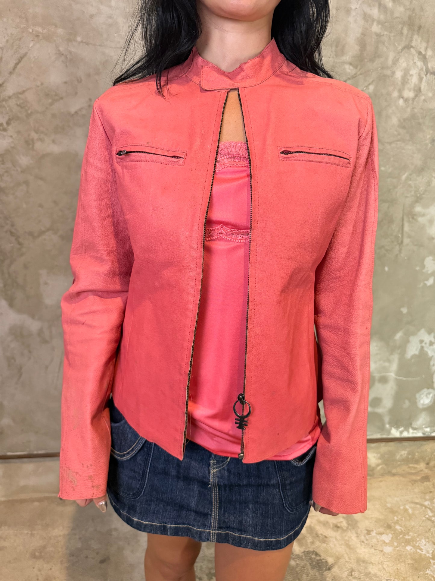 Original Diesel Salmon Leather Jacket