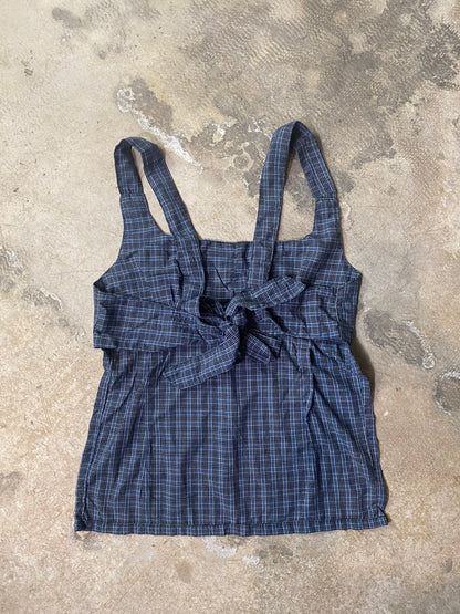 Reworked Shirt Top – Square Neck Tie Back