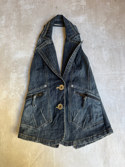 Vintage Rework Denim Halter Top