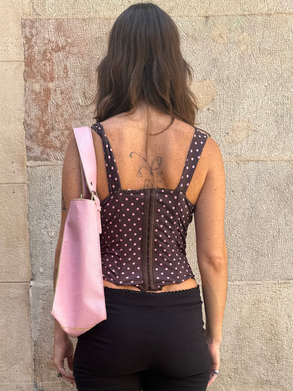 Brown Polka Dot Corset Top