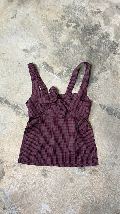 Reworked Shirt Top – Square Neck Tie Back