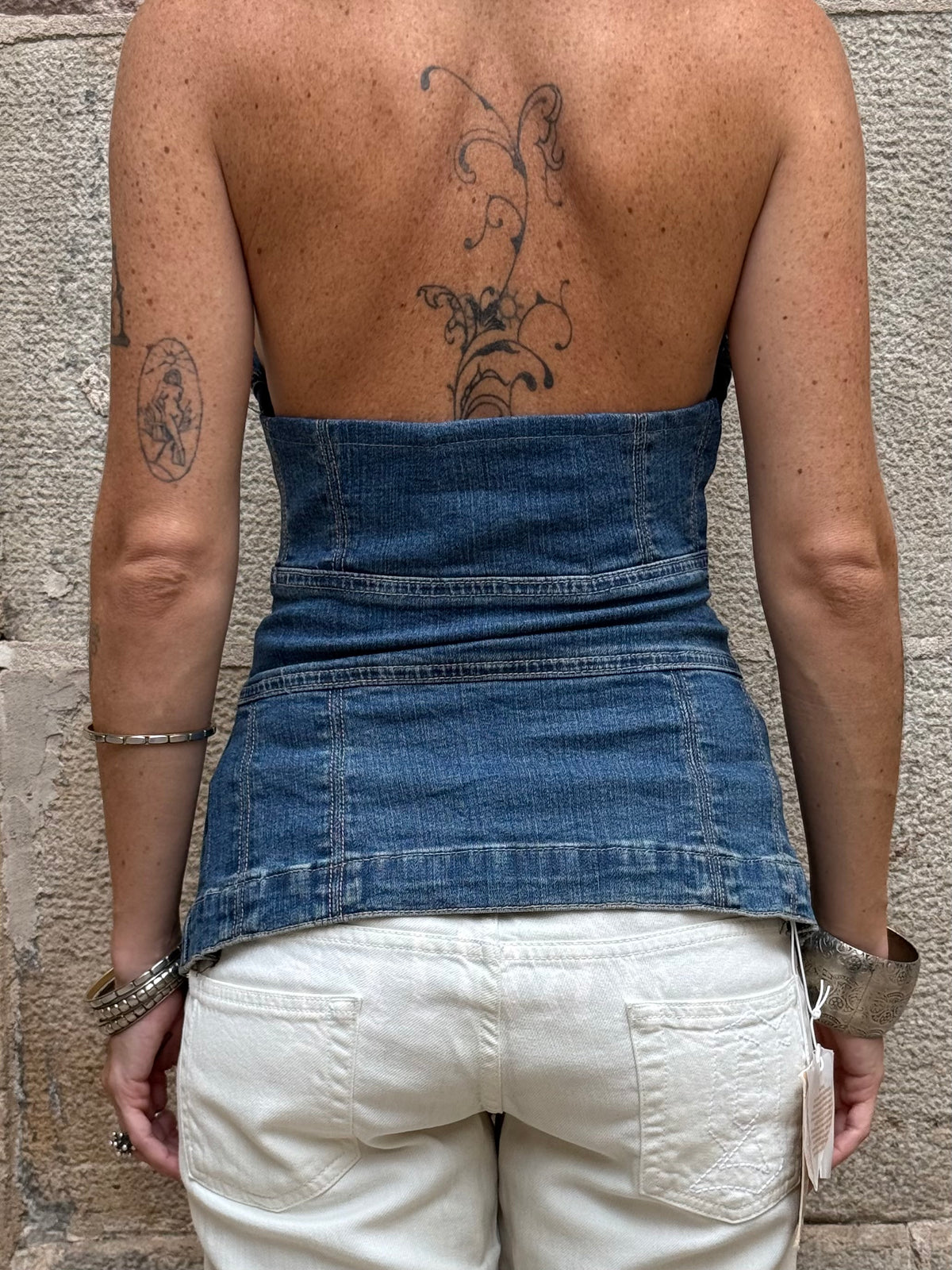 Vintage Rework Denim Halter Top
