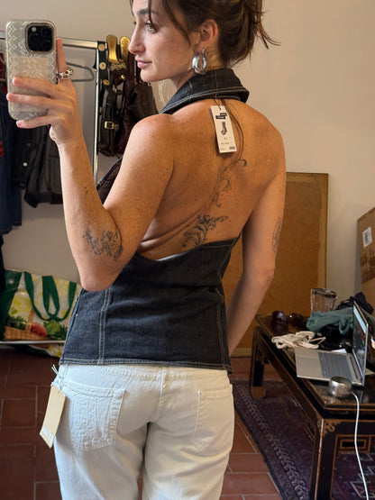 Vintage Rework Denim Halter Top