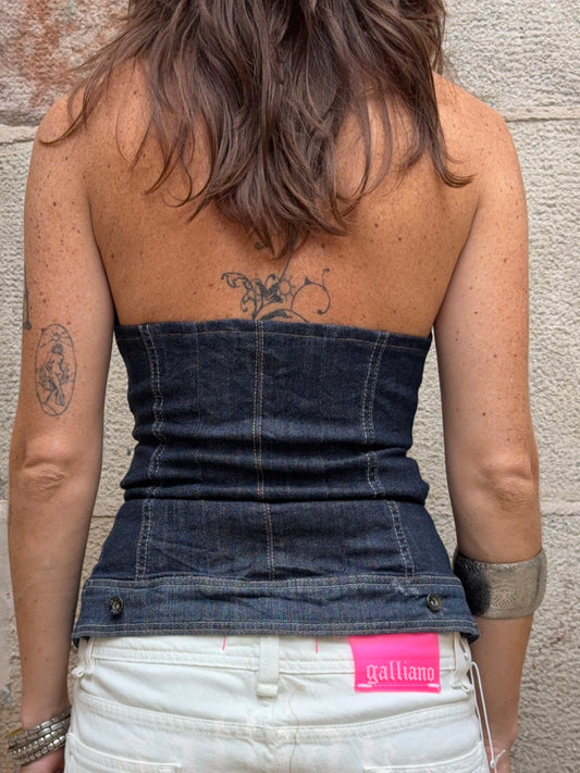 Vintage Rework Denim Halter Top