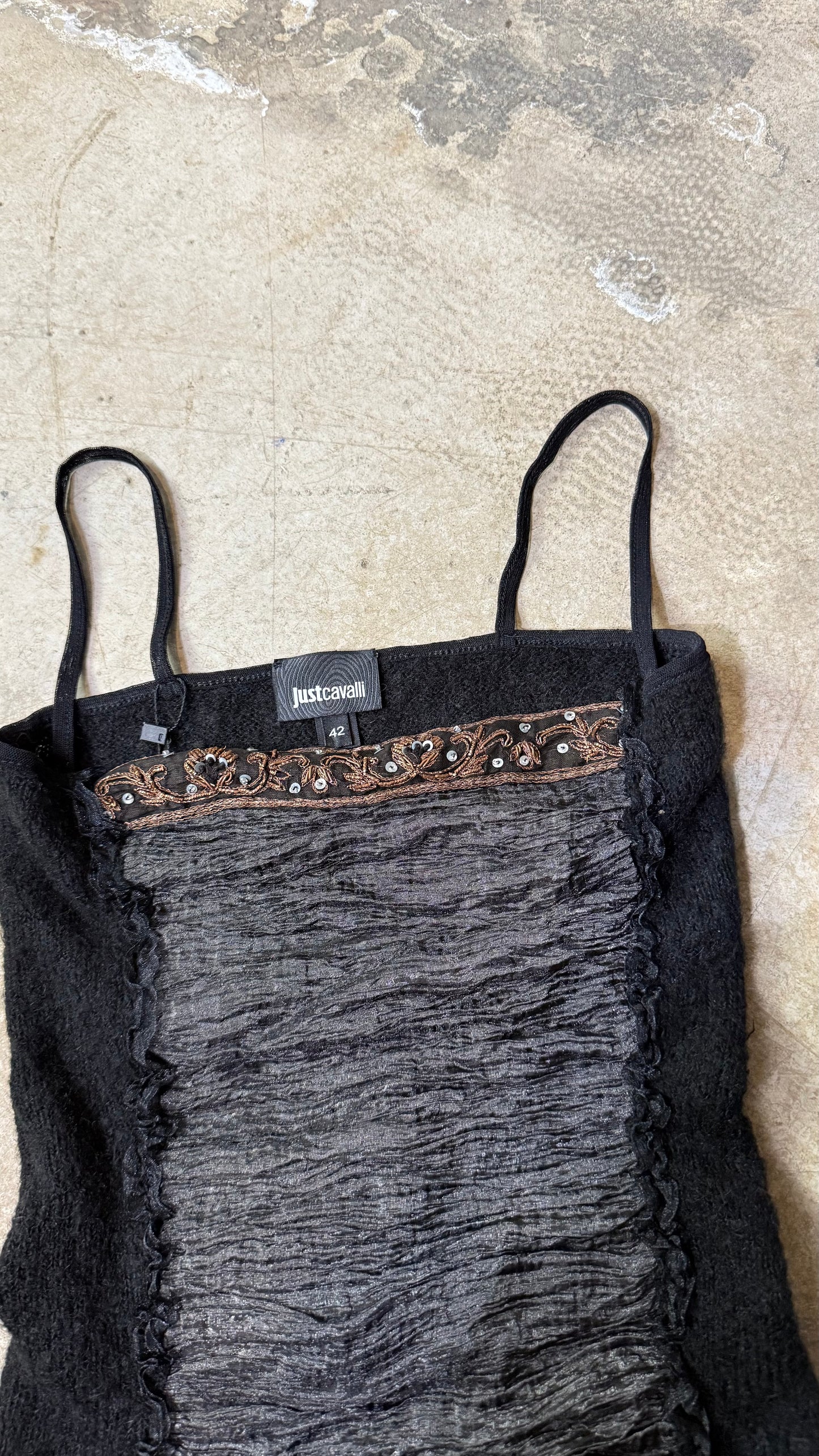 Just Cavalli Textured Corset Top Draped Satin Detail Vintage