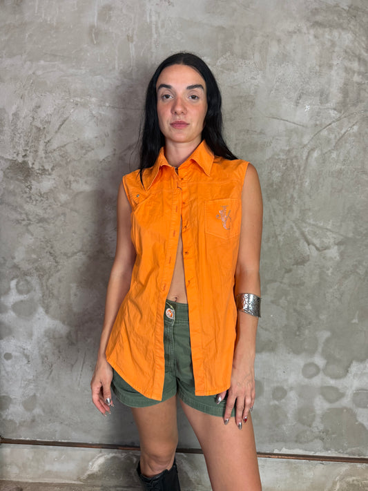 Just Cavalli Orange Sleeveless Shirt – Size G