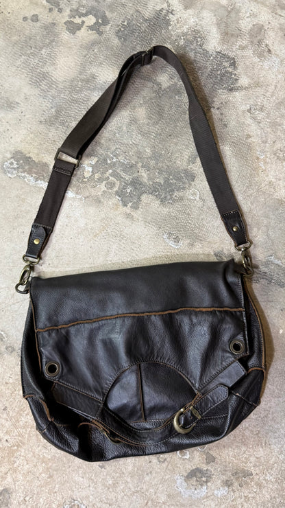 Vintage Black Leather Convertible Maxi Bag