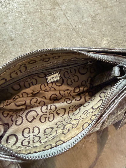Vintage Guess Baguette Bag – Y2K Silver Metallic