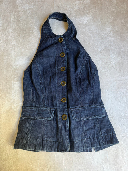 Vintage Rework Denim Halter Top