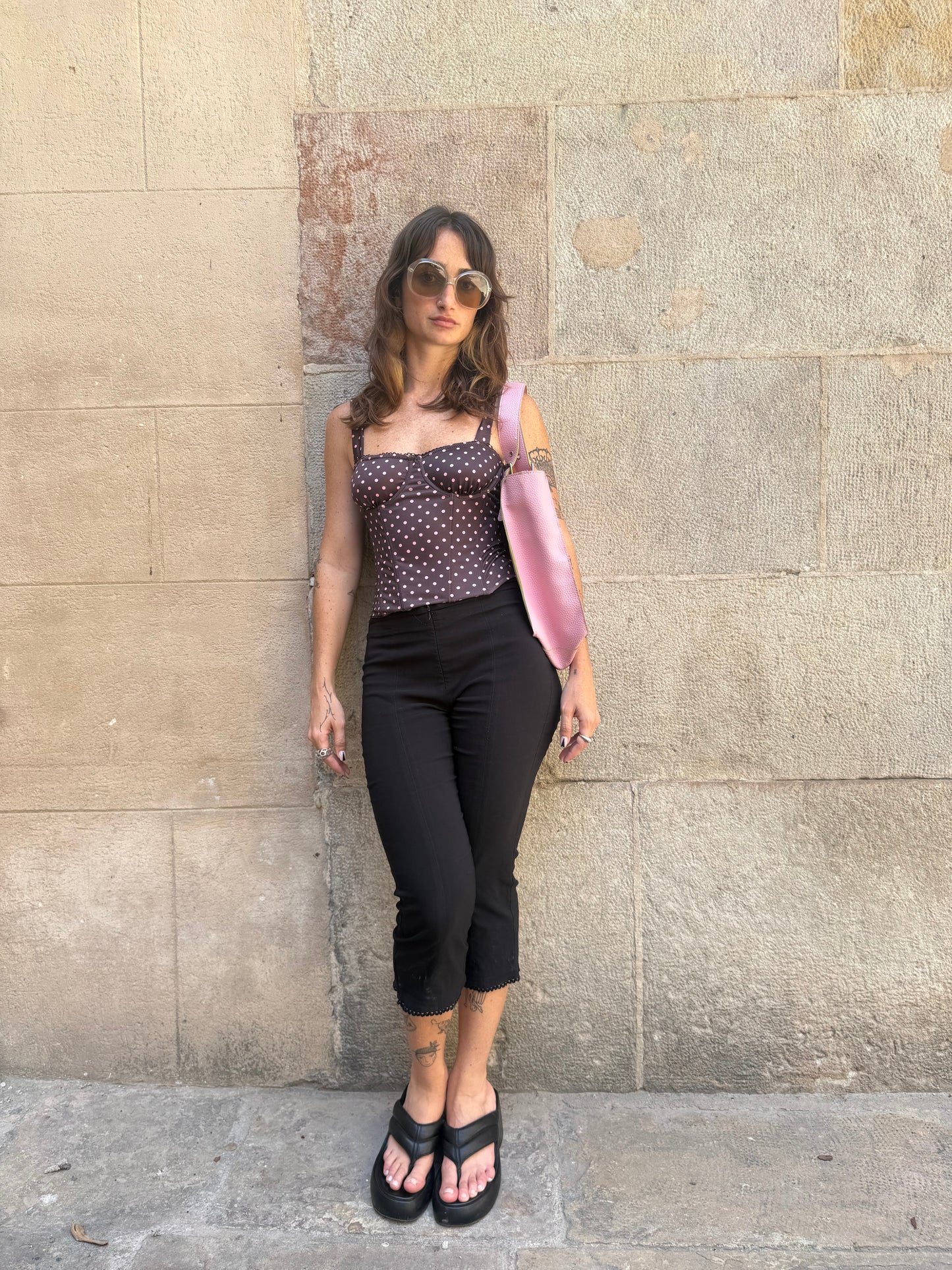 Brown Polka Dot Corset Top