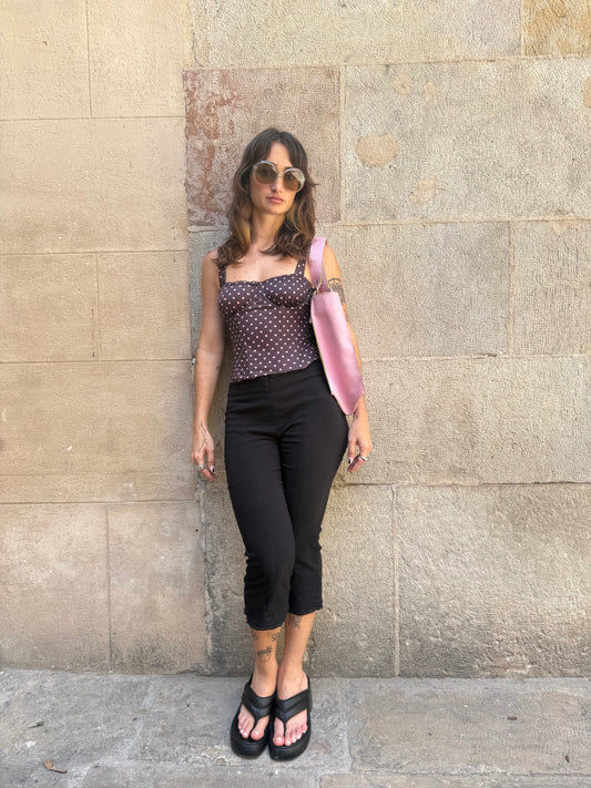 Brown Polka Dot Corset Top