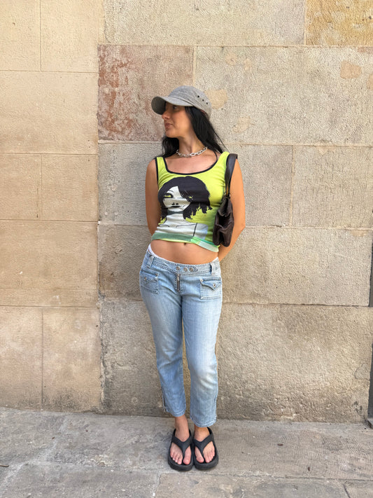 Custo Barcelona Graphic Tank Top Green – Size S