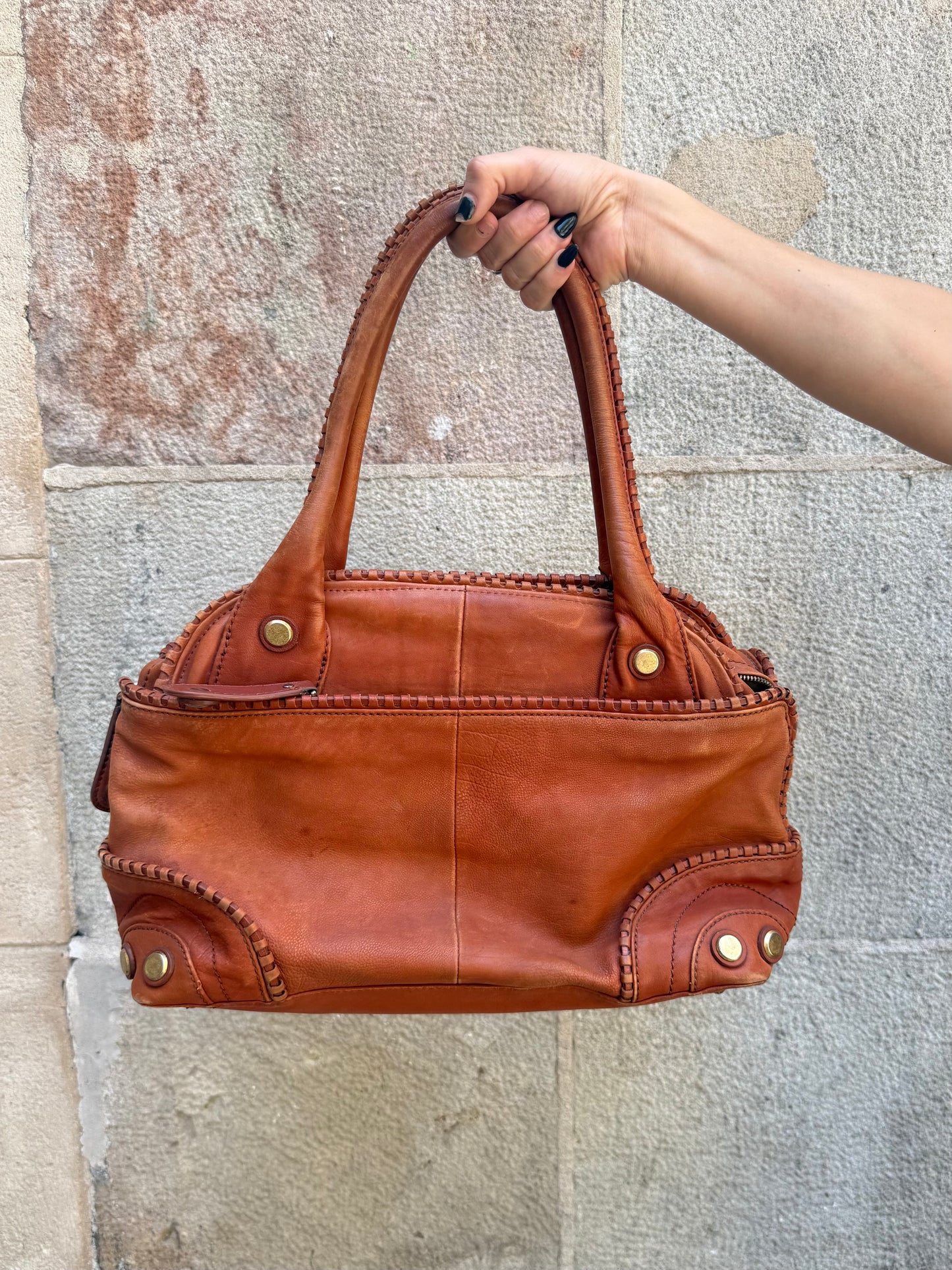 Just Cavalli Vintage Multi-Pocket Leather Shoulder Bag