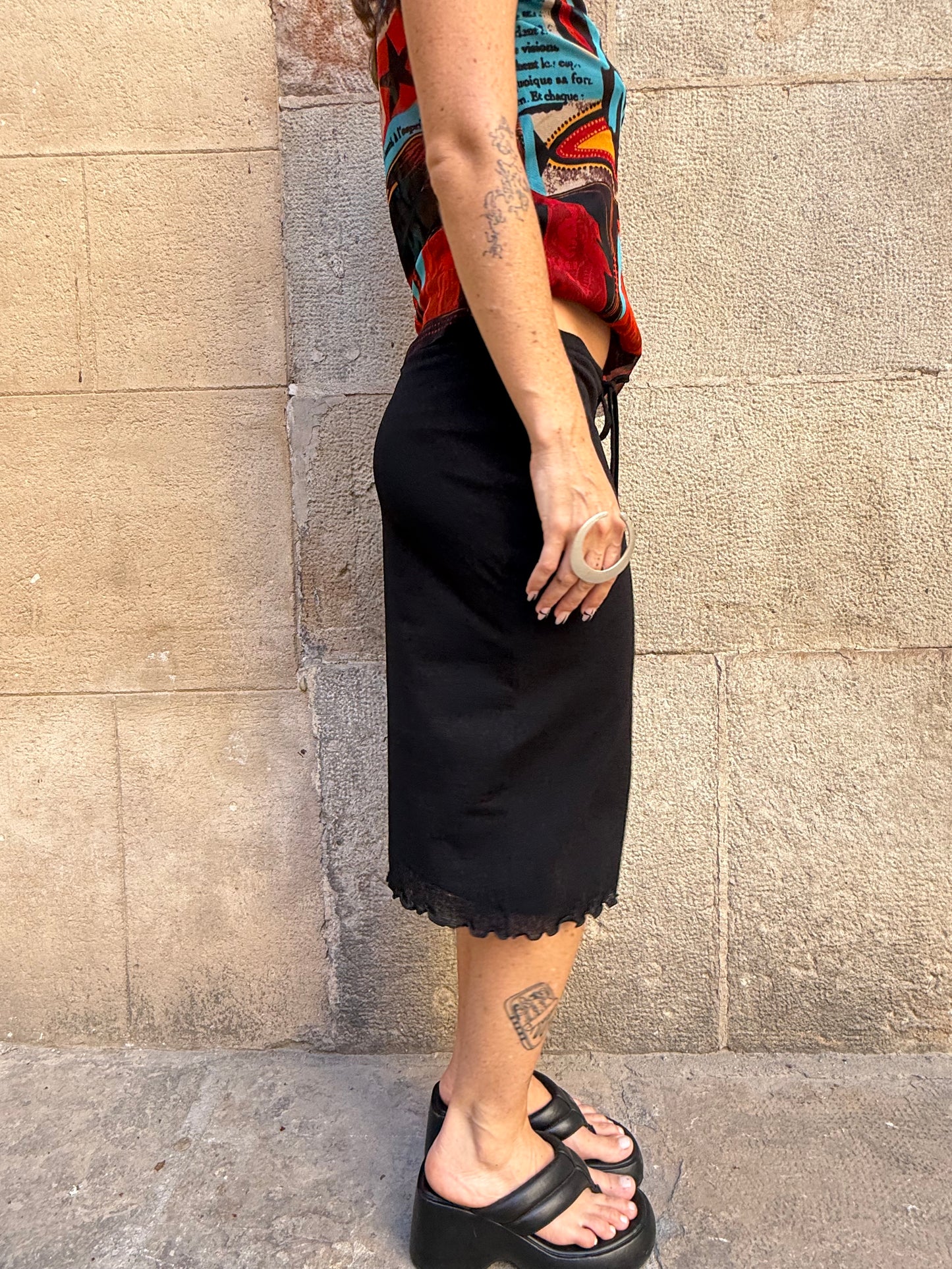 Black Knit Midi Skirt