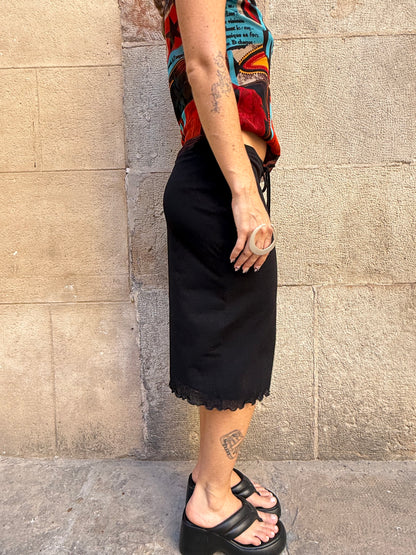 Black Knit Midi Skirt