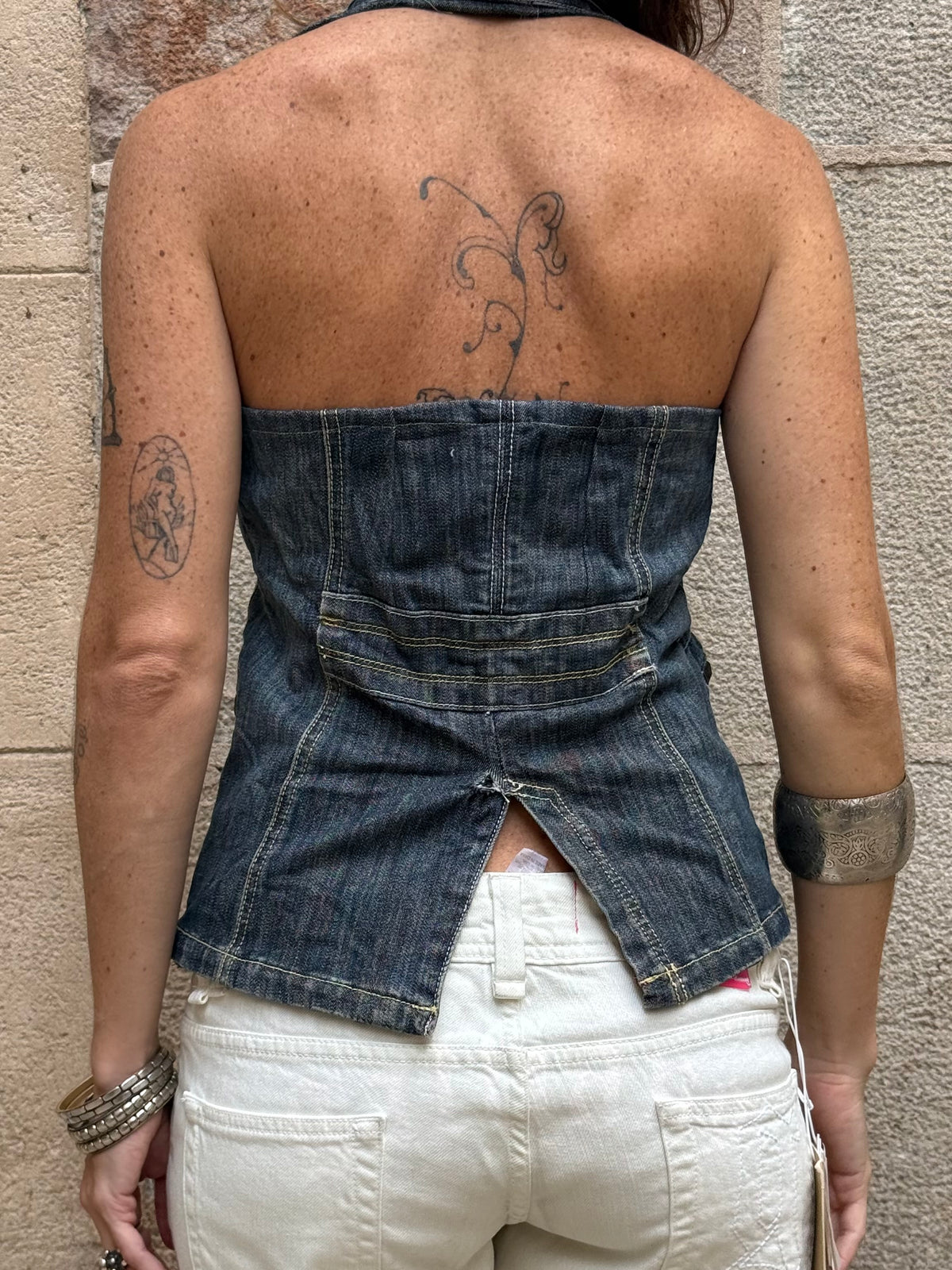 Vintage Rework Denim Halter Top