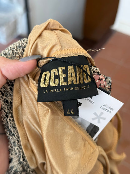 Oceanic Mesh Mock Neck Top