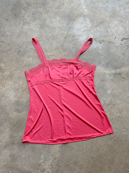 Salmon Satin Lace Camisole Top