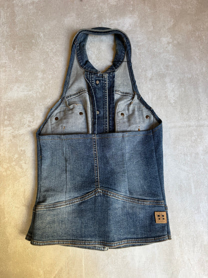 Vintage Rework Denim Halter Top