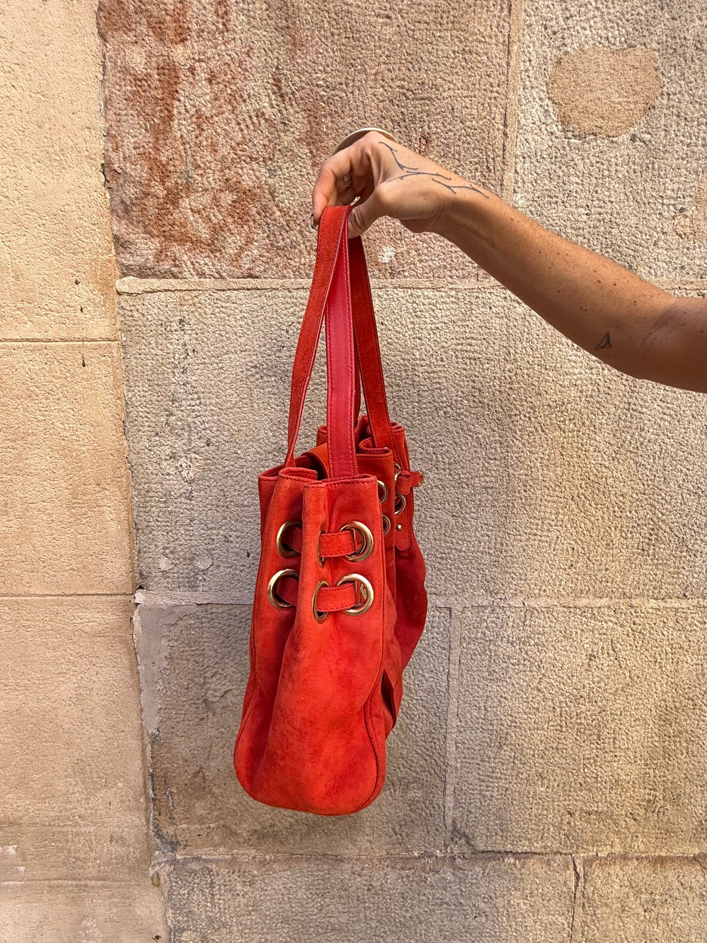 Jimmy Choo Red Suede Shoulder Bag