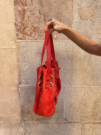 Jimmy Choo Red Suede Shoulder Bag