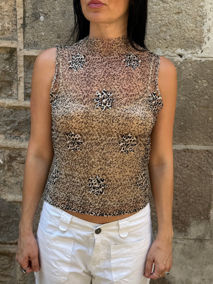 Oceanic Mesh Mock Neck Top