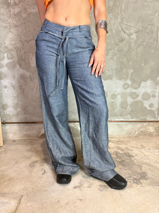 Blue Greyish Wide-Leg Jeans