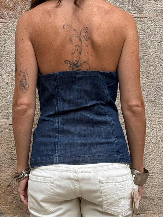 Vintage Rework Denim Halter Top
