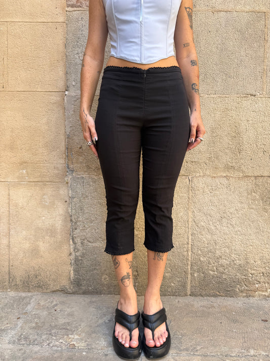 Black Capri Pants with Lace Trim