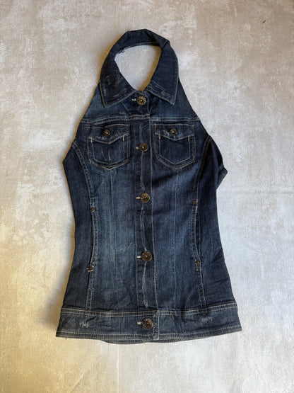 Vintage Rework Denim Halter Top